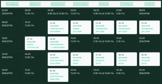 Planning opening winkel