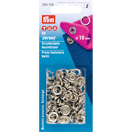 Prym Naaivrijdrukknoop navulling 10mm zilver