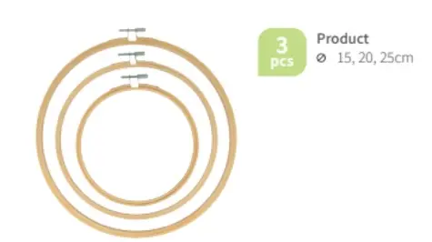 Set van 3 borduurringen