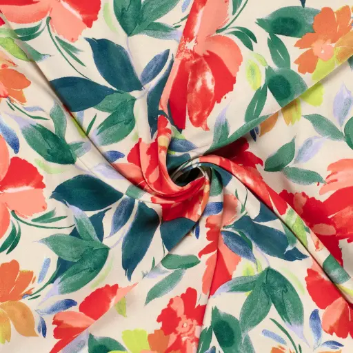 [5201-VDS] Viscose satijn met bloemen