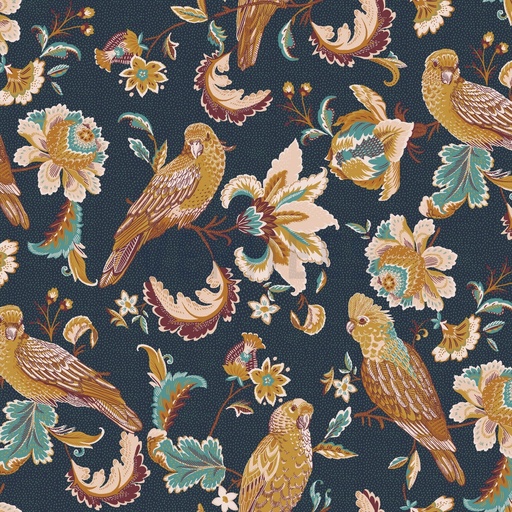 [VDS-2718] Poplin Gots Tropical Bird - Navy