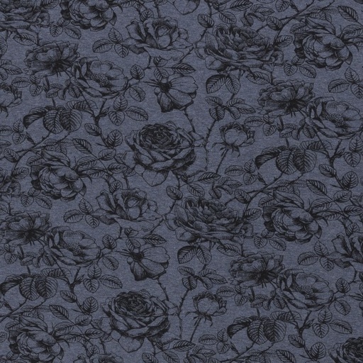 [VDS-2308] Sweaterstof Bloemen Donkerblauw